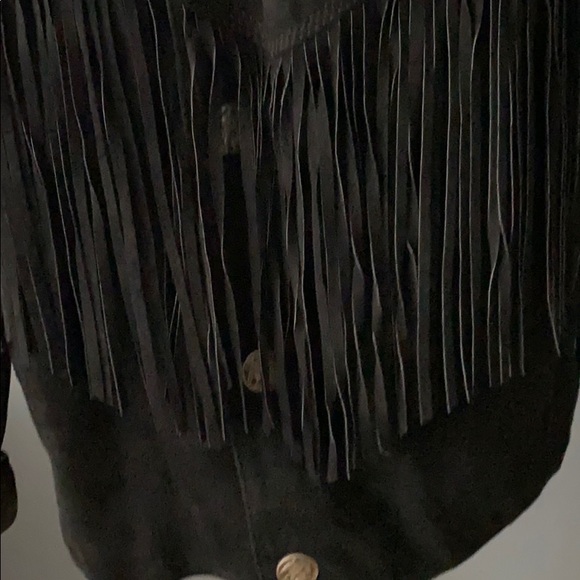 Vintage Black Fringed Suede Leather Jacket - Picture 4 of 9